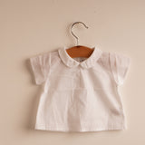 Blusa bebé niño blanca cuello redondo manga corta