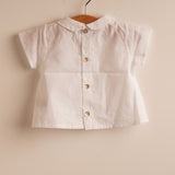 Blusa bebé niño blanca cuello redondo manga corta