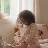 Pijama niña dos piezas rosa flores