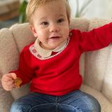 Jersey niño greca lana merino rojo