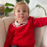Jersey niño greca lana merino rojo