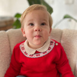 Jersey niño greca lana merino rojo