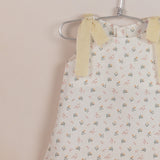 Vestido niña flor lazo amarillo
