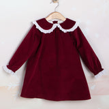 Vestido niña terciopelo granate