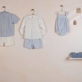 Camisa bebé niño raya azul manga corta