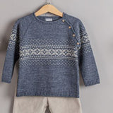 Jersey niño greca azul marino beige
