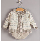 Chaqueta punto greca pastel