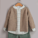 Camisa niño cuadros beige verde