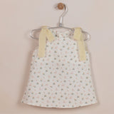 Vestido niña flor lazo amarillo