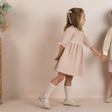 Vestido ceremonia niña rosa nude