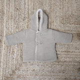 Abrigo capucha punto marrón borreguito