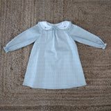 Vestido niña vichy verde cuello bordado