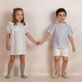 Camisa bebé niño raya azul manga corta