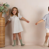 Camisa bebé niño raya azul manga corta