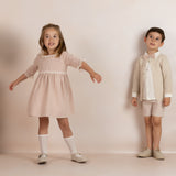 Vestido ceremonia niña rosa nude