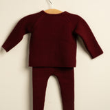 Chaqueta bebé niño premium lana merino granate