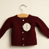 Chaqueta bebé niño premium lana merino granate