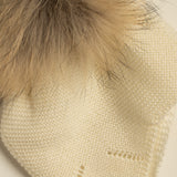 Gorro infantil premium lana merino hueso pompón natural