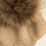 Gorro infantil premium lana merino beige pompón natural