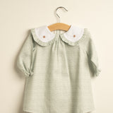 Vestido niña vichy verde cuello bordado