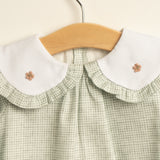 Vestido niña vichy verde cuello bordado