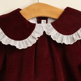 Vestido niña terciopelo granate