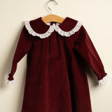 Vestido niña terciopelo granate