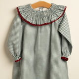 Vestido niña cuadro azul
