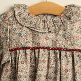 Vestido corto niña flores granate