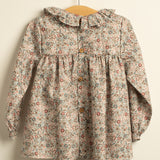 Vestido corto niña flores granate
