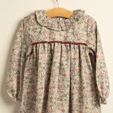 Vestido corto niña flores granate