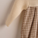 Pelele bebé punto hueso vichy beige