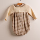 Pelele bebé punto hueso vichy beige