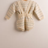 Chaqueta bebé punto greca pastel