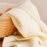 Manta bebé premium lana merino hueso