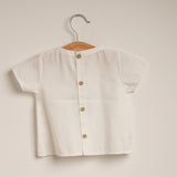 Blusa blanca botones madera