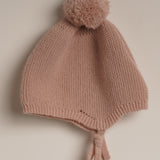 Gorro bebé niña rosa nude pompón