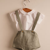 Blusa bebé niño blanca cuello redondo manga corta