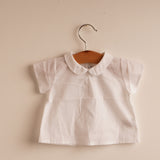 Blusa bebé niño blanca cuello redondo manga corta