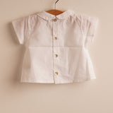 Blusa bebé niño blanca cuello redondo manga corta