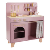 Cocina rosa madera