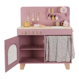 Cocina rosa madera