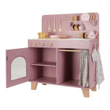 Cocina rosa madera