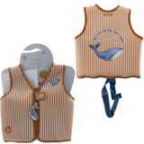 Chaleco flotador niño 2-3 años raya marrón ballenas Little Dutch