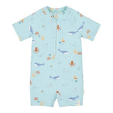 Bañador mono niño manga corta azul océano Little Dutch