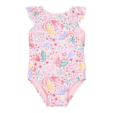 Bañador niña rosa volante sirenitas Little Dutch