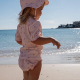 Camiseta baño niña manga corta rosa conchitas Little Dutch
