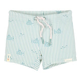 Conjunto bañador niño manga corta verde rayas Little Dutch