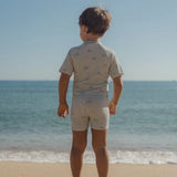 Conjunto bañador niño manga corta verde rayas Little Dutch
