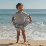 Conjunto bañador niño manga corta verde rayas Little Dutch